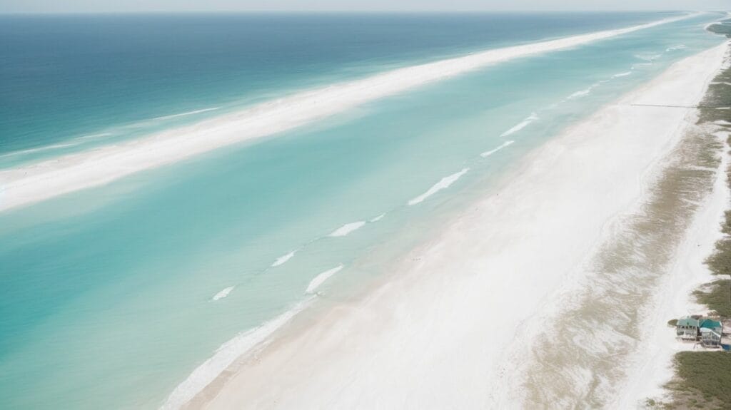 An aerial view of a beach in Florida.