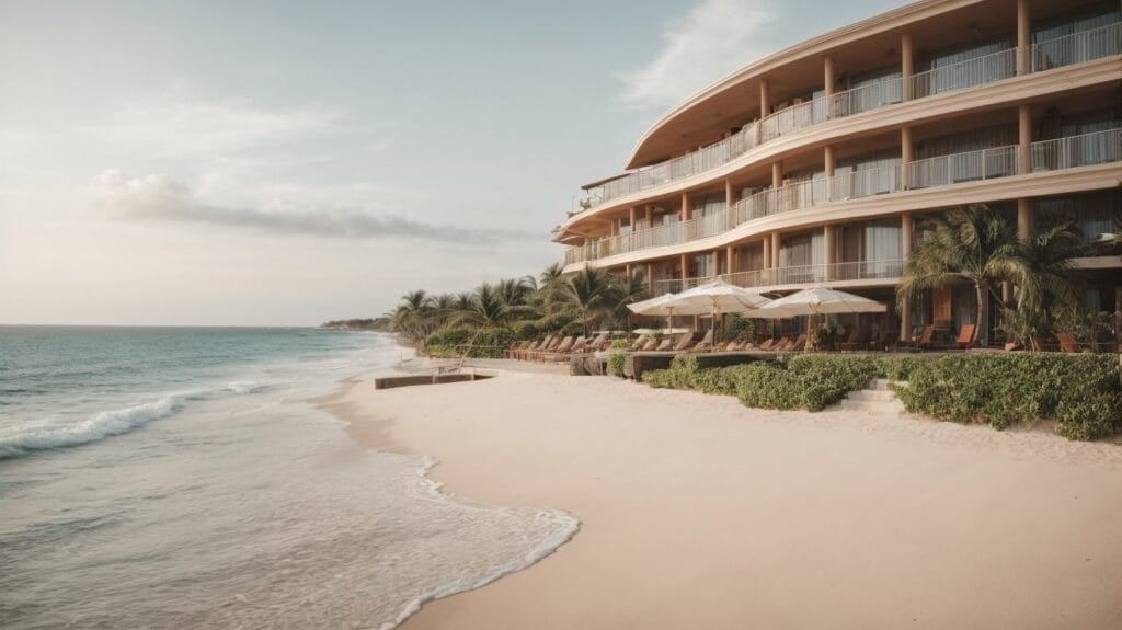 Luxury hotel on the beach.