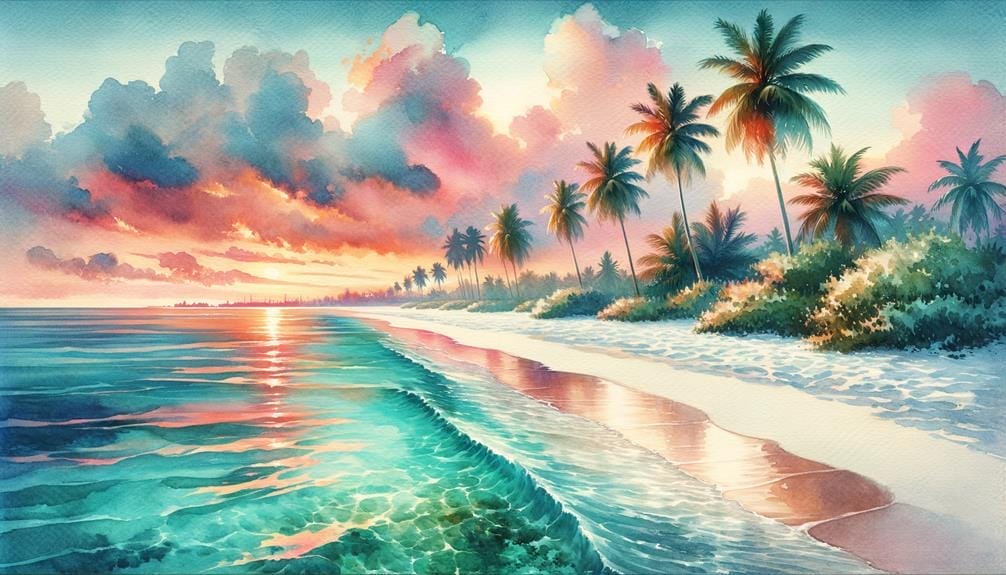 beautiful coastal landscapes in watercolor florida