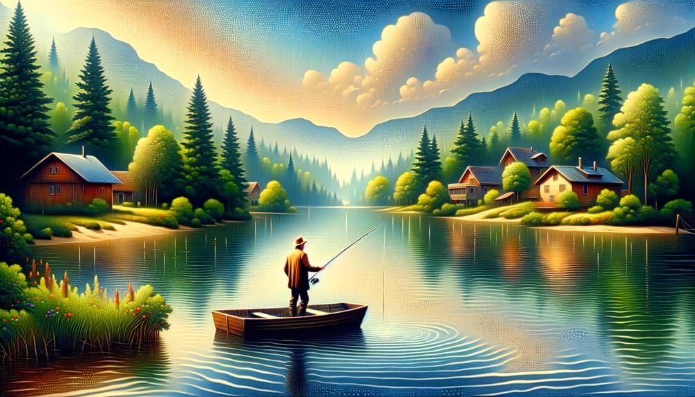 coastal fishing in watercolor