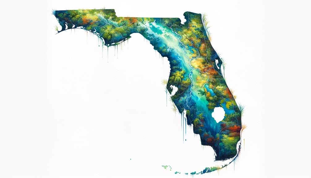 detailed watercolor map of florida