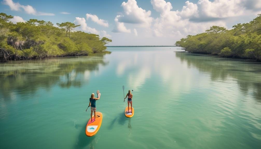exploring tropical waters on a paddleboard