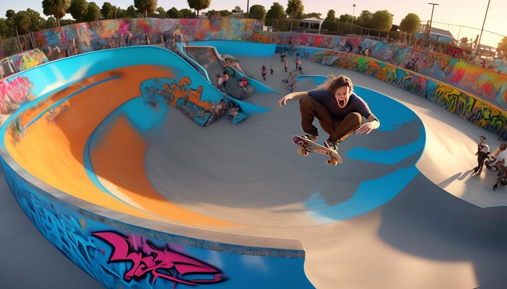 thrilling skateboard tricks at skatepark