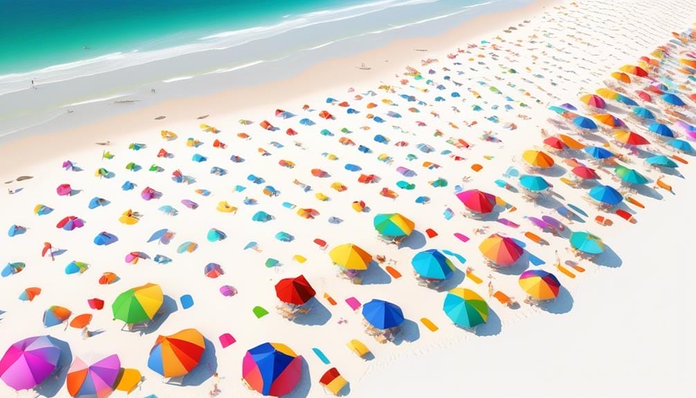 vibrant beach umbrellas dotting the sand