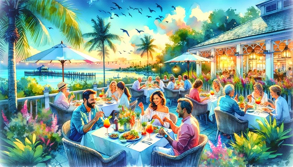 vibrant dining scene in watercolor