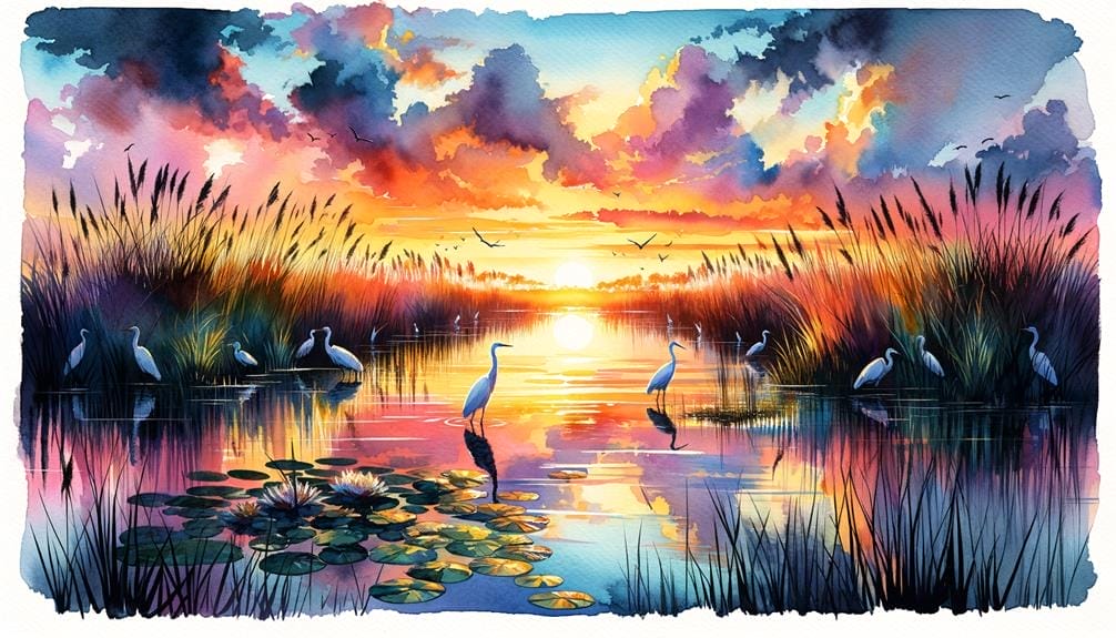 vibrant watercolor paintings natural landscapes in florida