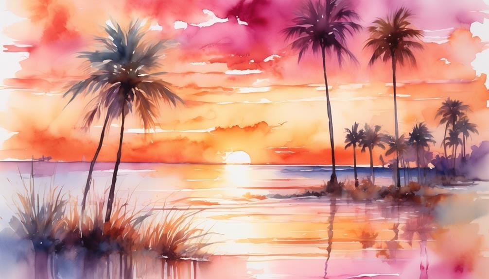 vibrant watercolor sunsets in florida
